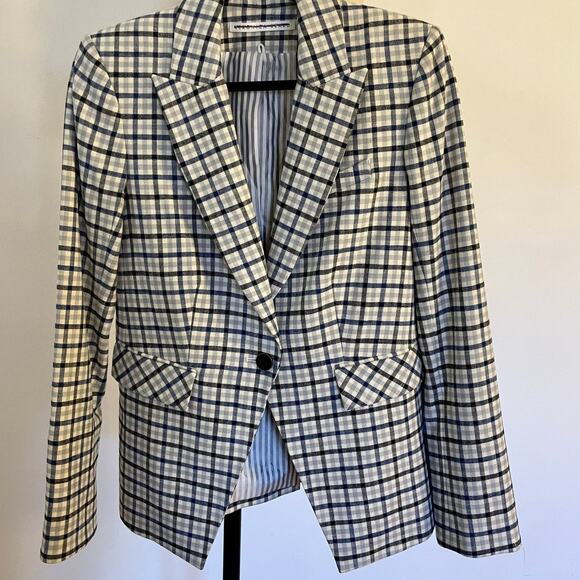 Veronica Beard Blue Plaid Dickey Classic Blazer Schoolboy sz M Lady Jacket - Picture 2 of 9
